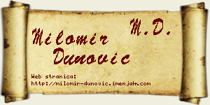 Milomir Dunović vizit kartica